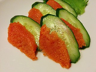 Raw mentaiko with cucumber