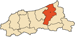 El Ancer Bölgesi'ni vurgulayan Jijel Eyaleti Haritası