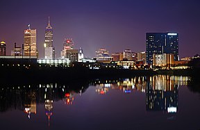 Downtown Indianapolis skyline and White River