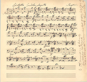 Kontrabass-Stimme eines Streichquintetts von Rossini in Dragonettis Handschrift (Quelle: Wikimedia)