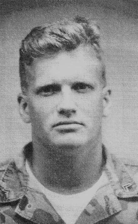 Carey in his U.S. Marine Corps uniform, with rank insignia of a Corporal