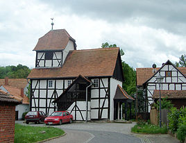 The half-timbered church of the place