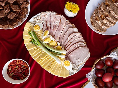 Easter breakfast in Serbia (close-up)