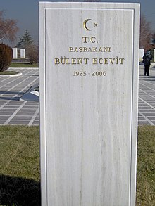 Ecevit's tomb at the State Cemetery in Ankara, Turkey.