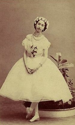 Emma Livry in the title role of the Taglioni/Schneitzhoeffer La Sylphide. Paris, 1862