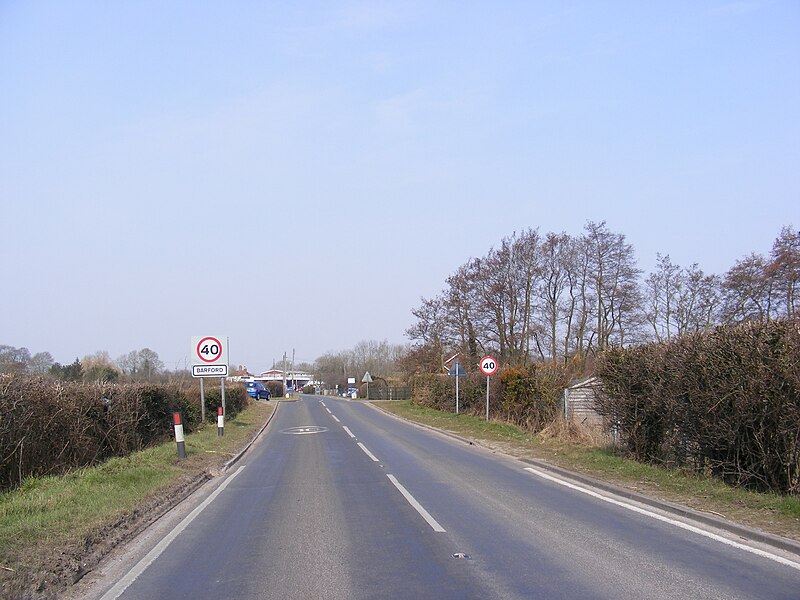 File:Entering Barford on the B1108 Watton Road - geograph.org.uk - 3408854.jpg