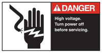 A high voltage safety label, designed according to FMC Corp.'s 1980 standards. FMC Corp - High Voltage Horizontal Safety Label.svg