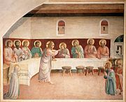 Het Laatste Avondmaal op een fresco van Fra Angelico.