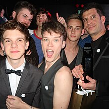 Models of gay porn studio French Twinks with the producer (rightmost) at Prowler Porn Awards 2018 French Twinks Prowler Awards 2018.jpg