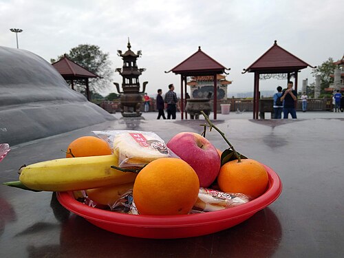 Offerings at a temple in Shenzhen, China