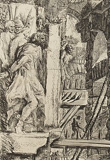 Detail from Plate V Giovanni Battista Piranesi - Le Carceri d'Invenzione - Second Edition - 1761 - 05 - The Lion Bas-Reliefs (cropped).jpg