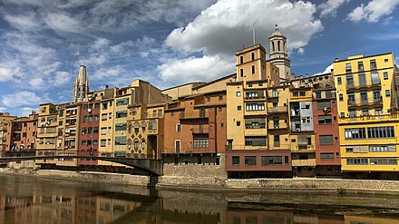 Colorful houses hanging over the Onyar river