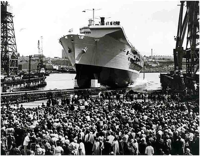 HMS Ark Royal being launched on 2 June 1981.