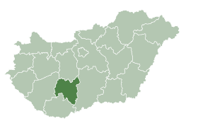 Karta Mađarske sa pozicijom Županije Tolna