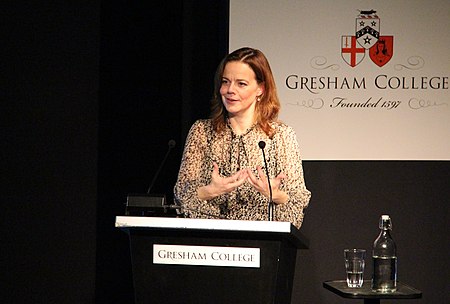 Helen Castor, Historian of Medieval England, giving a Gresham College lecture (22218675438).jpg