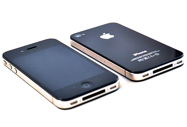 The iPhone 4 is constructed of glass faces and a metal rim.