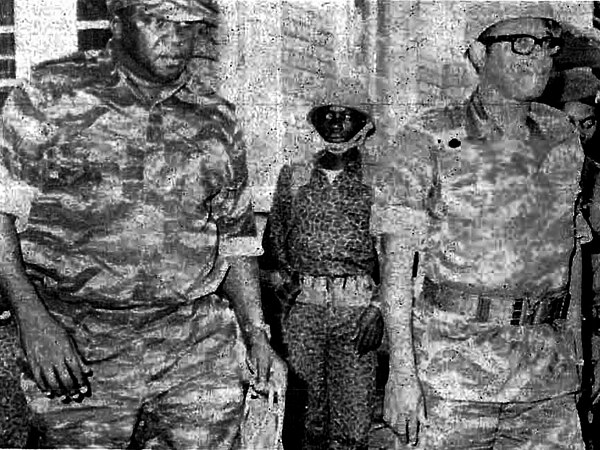 Idi Amin, president of Uganda, visiting Mobutu in Zaire during The Shaba I Conflict in 1977