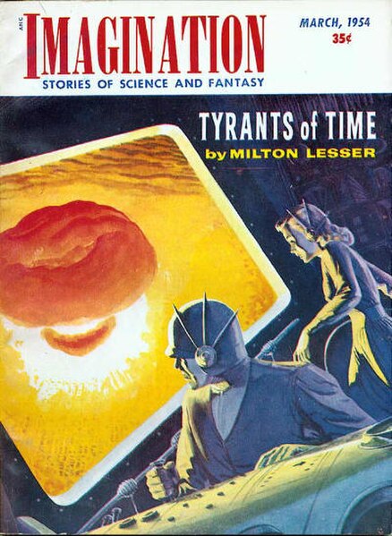 Imagination magazine cover, depicting an atomic explosion, dated March 1954