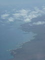Aerial view of the coast of the Island of Santa Cruz