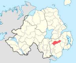 Umístění Iveagh Lower, Upper Half, County Down, Severní Irsko.