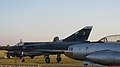 Jatos Lookheed Thunderbird (T-33), Dassault Mirage IIIEBR (F-103) e Gloster Meteor Mk-8 (F-8) expostos na entrada da Academia da Força Aérea em Pirassununga-SP. A FAB utilizou 58 aeronav - panoramio.jpg