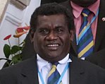 John Dean Kuku poses for an official photo as part of the delegation led by Solomon Islands Prime Minister Manasseh Sogavare (26 September 2017) in Taipei, Taiwan