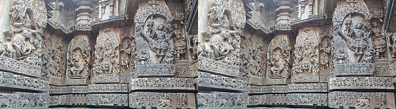 Dancer, Ganesha, Kali, Trivikrama, and other sculptures