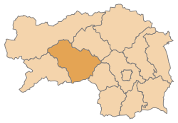 Poloha okresu Murtal v spolkovej krajine Štajersko (klikacia mapa)