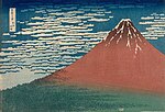 Миниатюра для Файл:Katsushika Hokusai, published by Nishimuraya Yohachi (Eijudō) - Fine Wind, Clear Weather (Gaifū kaisei), also known as Red Fuji, from the series Thirty-six Views o... - Google Art Project - Cropped.jpg