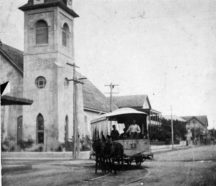 File:Key West Florida Methodist Church and Horse Tram.jpg