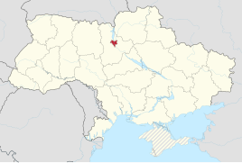 Location of Kyiv in Kyiv Oblast and Ukraine