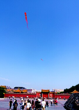 Kite flying on Mukden Palace