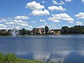 Lake Desoto fountain, Shands at Lake Shore buildings