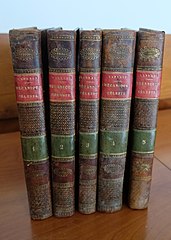 Volumes 1-5 of Pierre-Simon Laplace's "Traité de mécanique céleste" (1799)