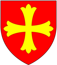 Coat of arms of William Latimer, Lord of Corby, Gules, a cross patonce Or. LatimerArms.png