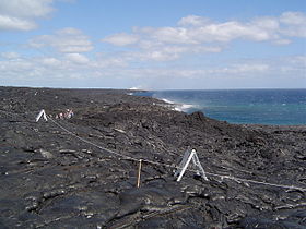 Walking across the lava flow, Big Island of Hawaii