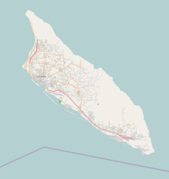Mapa konturowa Aruby, po lewej znajduje się punkt z opisem „Oranjestad”