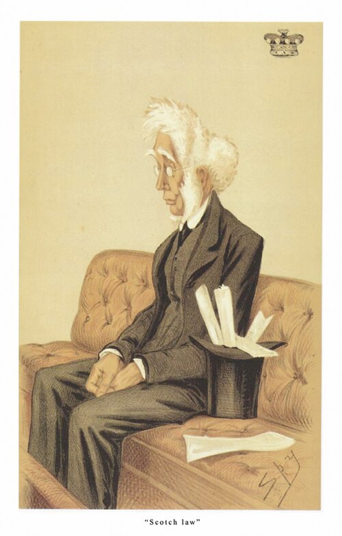 "Scotch Law" Lord Colonsay as caricatured by Spy (Leslie Ward) in Vanity Fair, September 1873