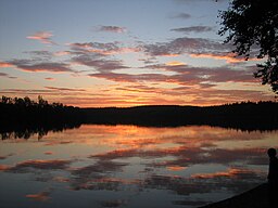 Solnedgång över Lough Oughter.