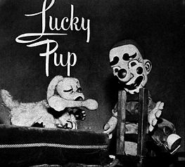 Lucky Pup and Jolo the clown in 1949. Lucky Pup and Jolo 1949.jpg