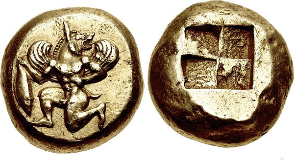 Coin of Kyzikos, Mysia. Circa 550–500 BC