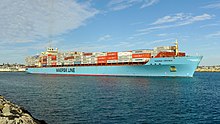 Maersk Virginia departing from Fremantle, Australia, in April 2015