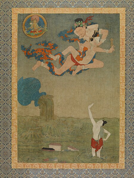 File:Mahasiddha Ghantapa (the 'Celibate Bell-Ringer') from Situ Panchen's set of the Eight Great Tantric Adepts, 18th century Tibetan Thangka.jpg