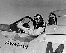 P-51D Mustang'deki 309. Fighter Squadron 31. Fighter Group'tan Binbaşı Samuel Jesse Brown (44-13464) Coded MX A