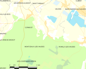 Poziția localității Montceaux-lès-Vaudes