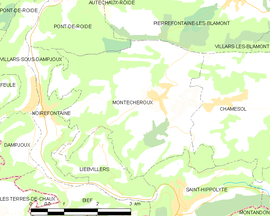 Mapa obce Montécheroux