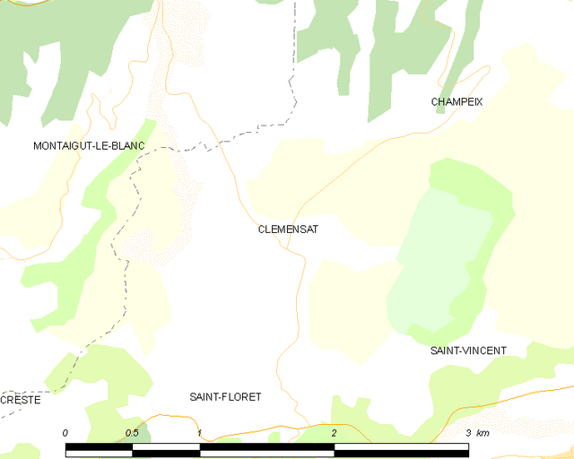 Poziția localității Clémensat