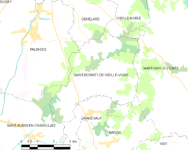 Mapa obce Saint-Bonnet-de-Vieille-Vigne