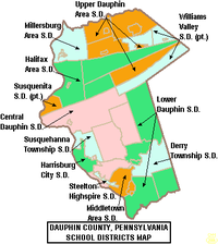 Map of Dauphin County Pennsylvania School Districts.png