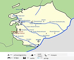 Turistik yerleri gösteren Fuzuli Bölgesi haritası